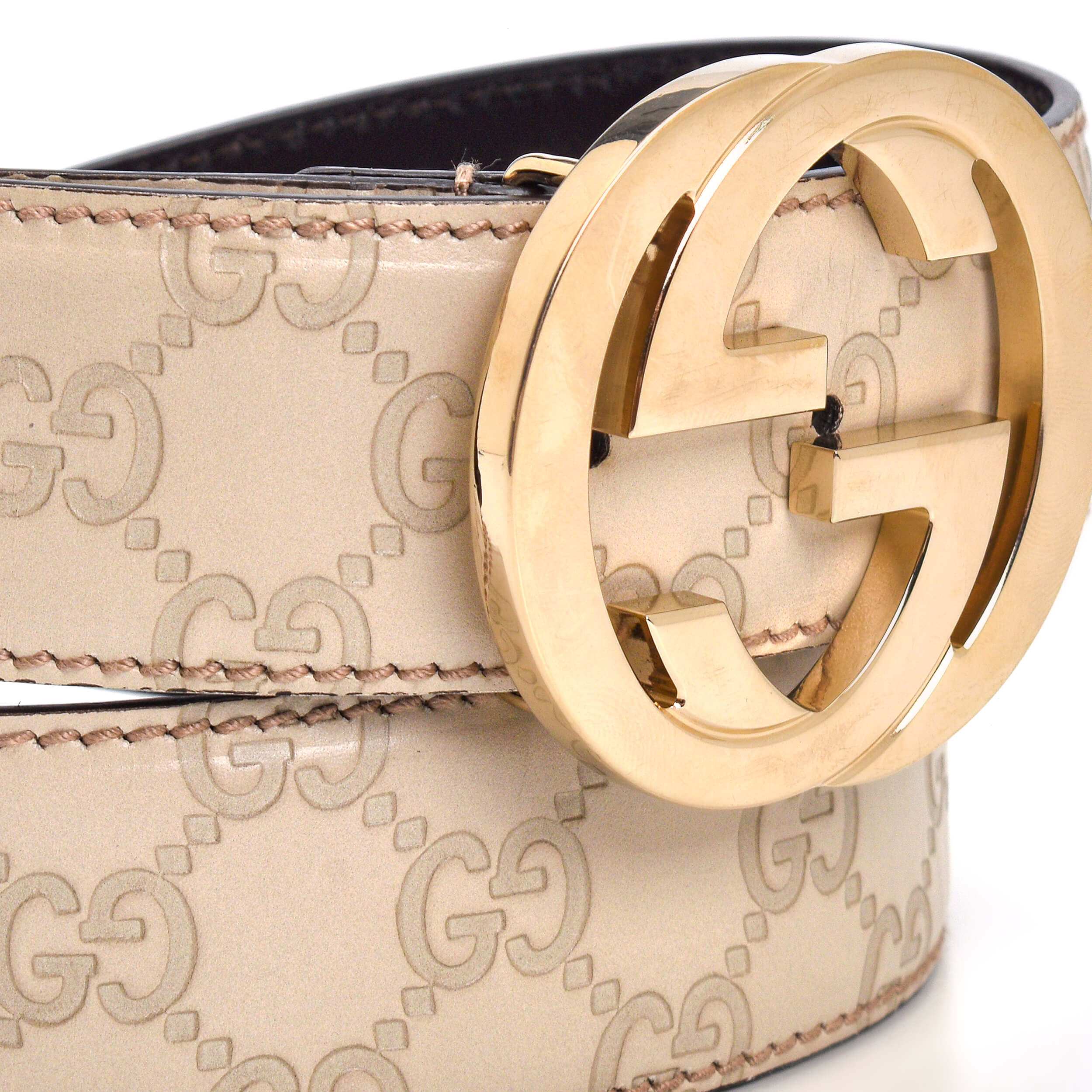 Gucci - Grey GG Supreme Leather Belt